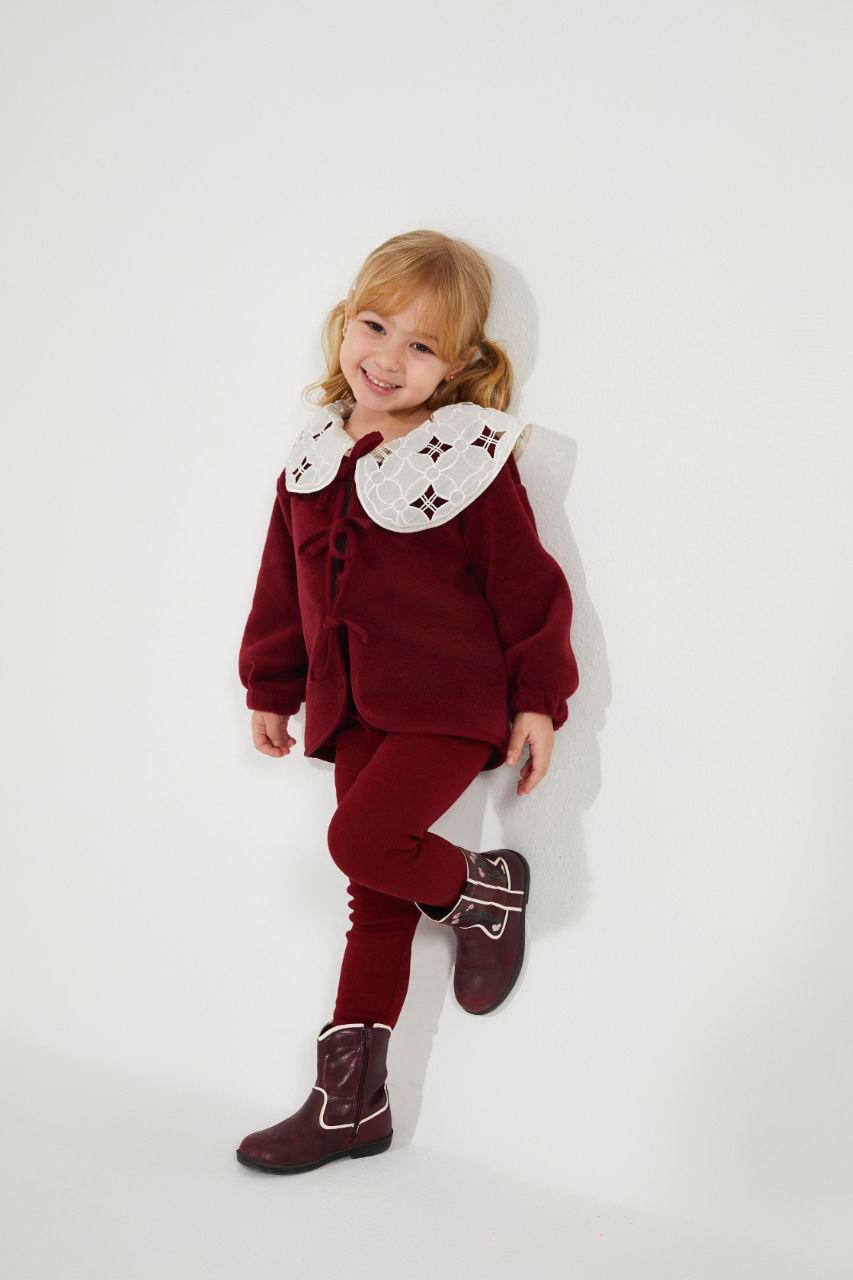 Yakalı Bordo Ceket Takım