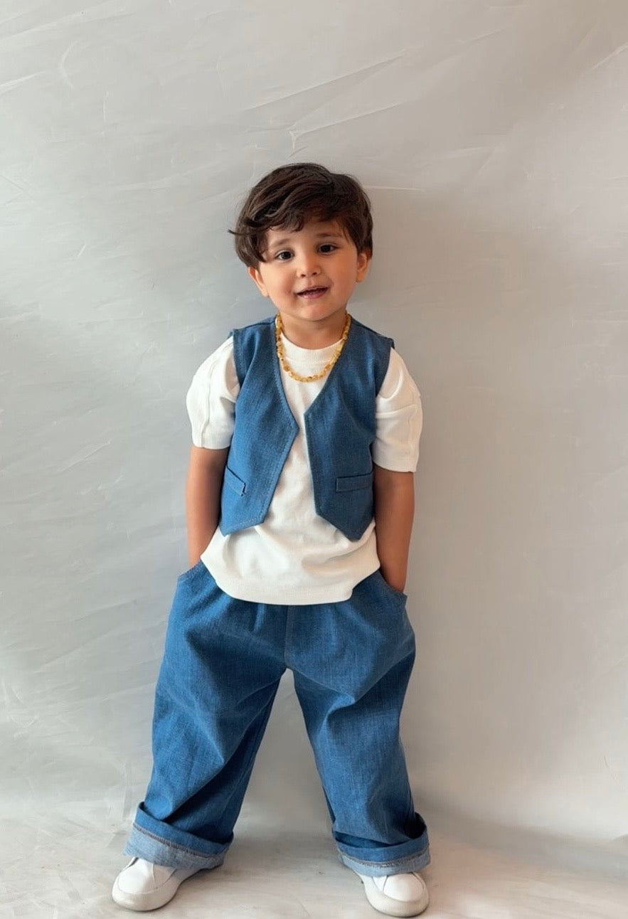 Unisex Kot Yelek ve Pantolon Takım