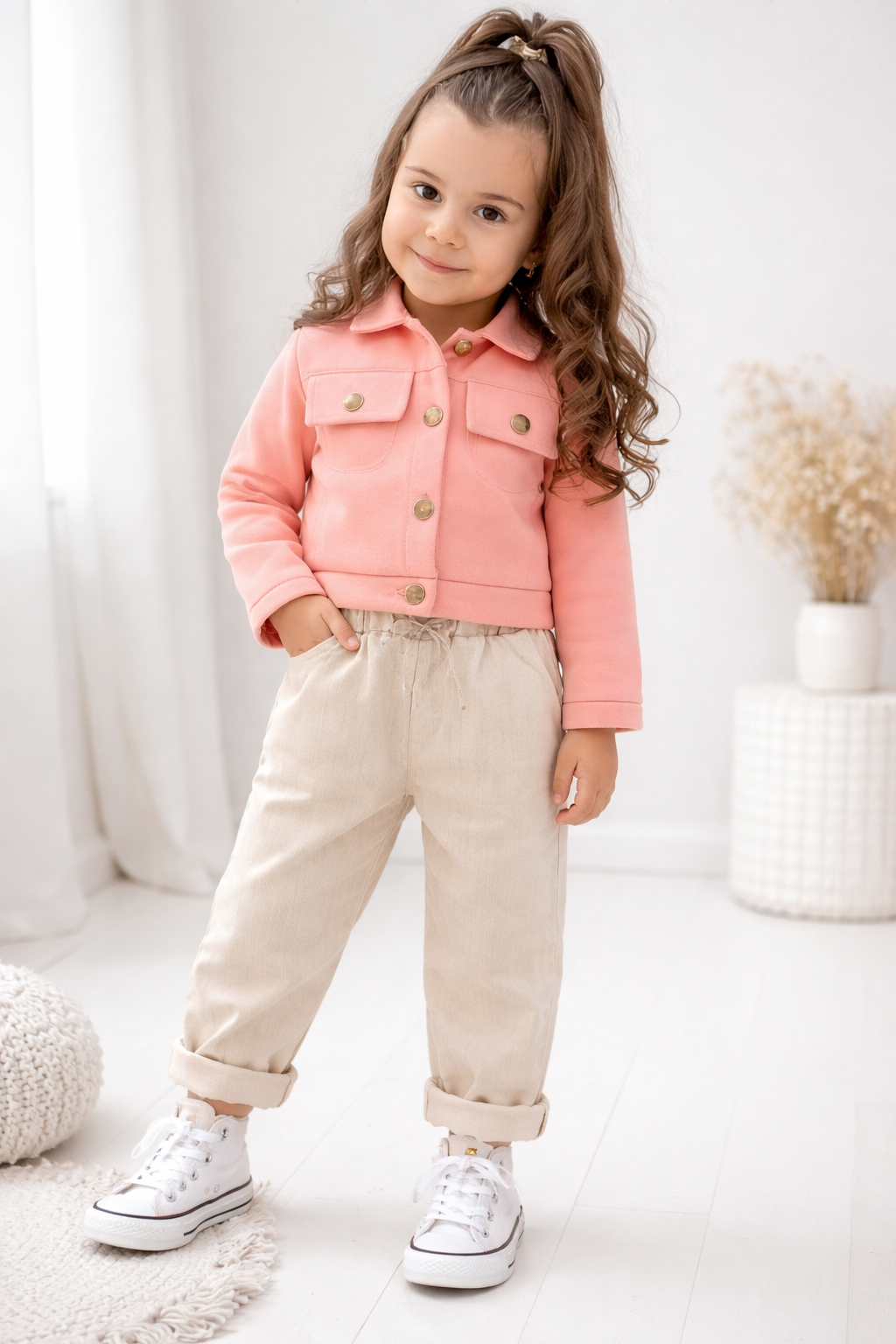 Kız Çocuk Şardonlu Ceket & Gabardin Pantolon Takım