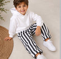 Unisex Siyah Çizgili Pantolon ve Sweat Takım