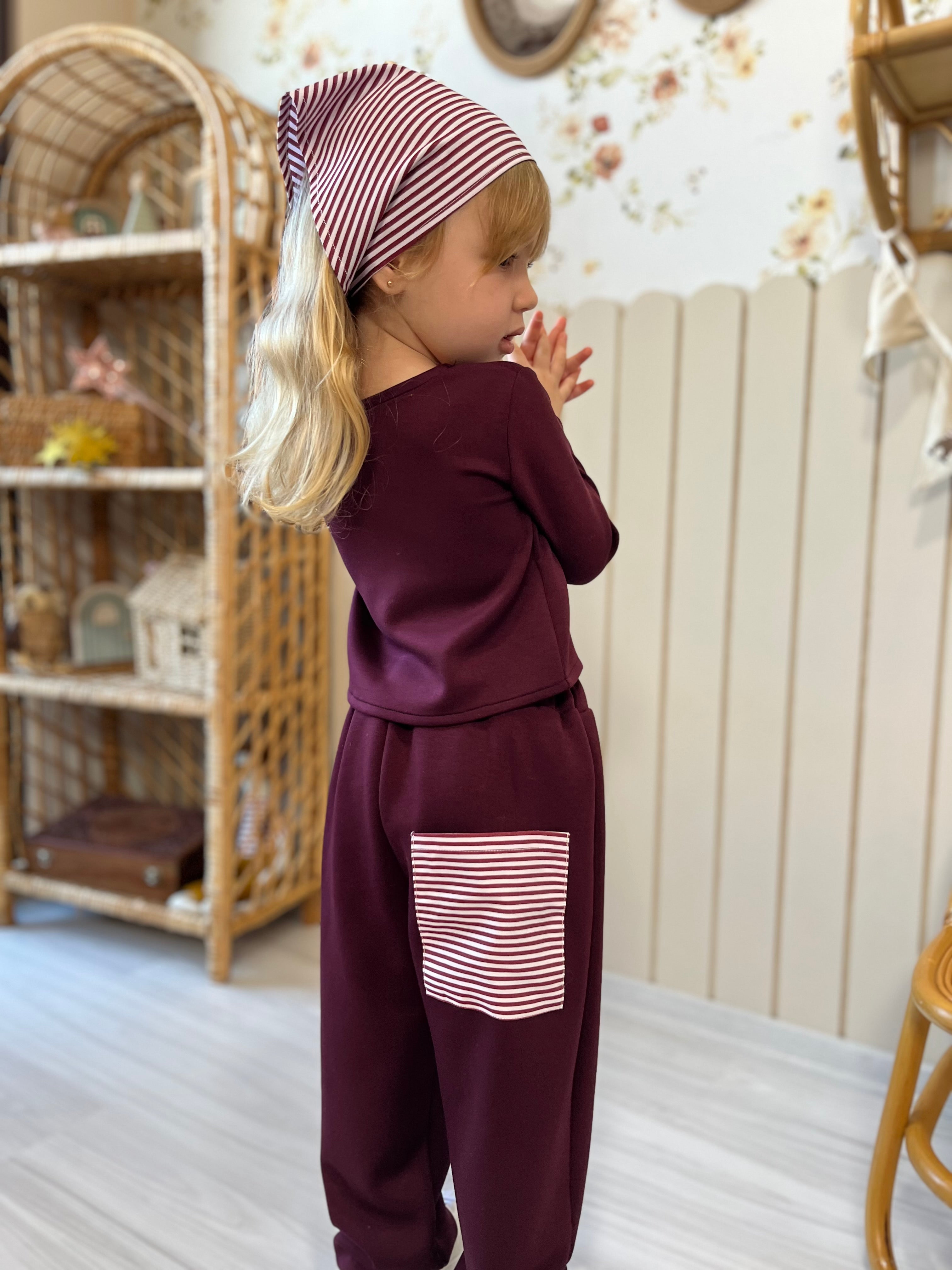 Kız Çocuk Pantolon ve Bluz Takım (Bandana hediyeli)