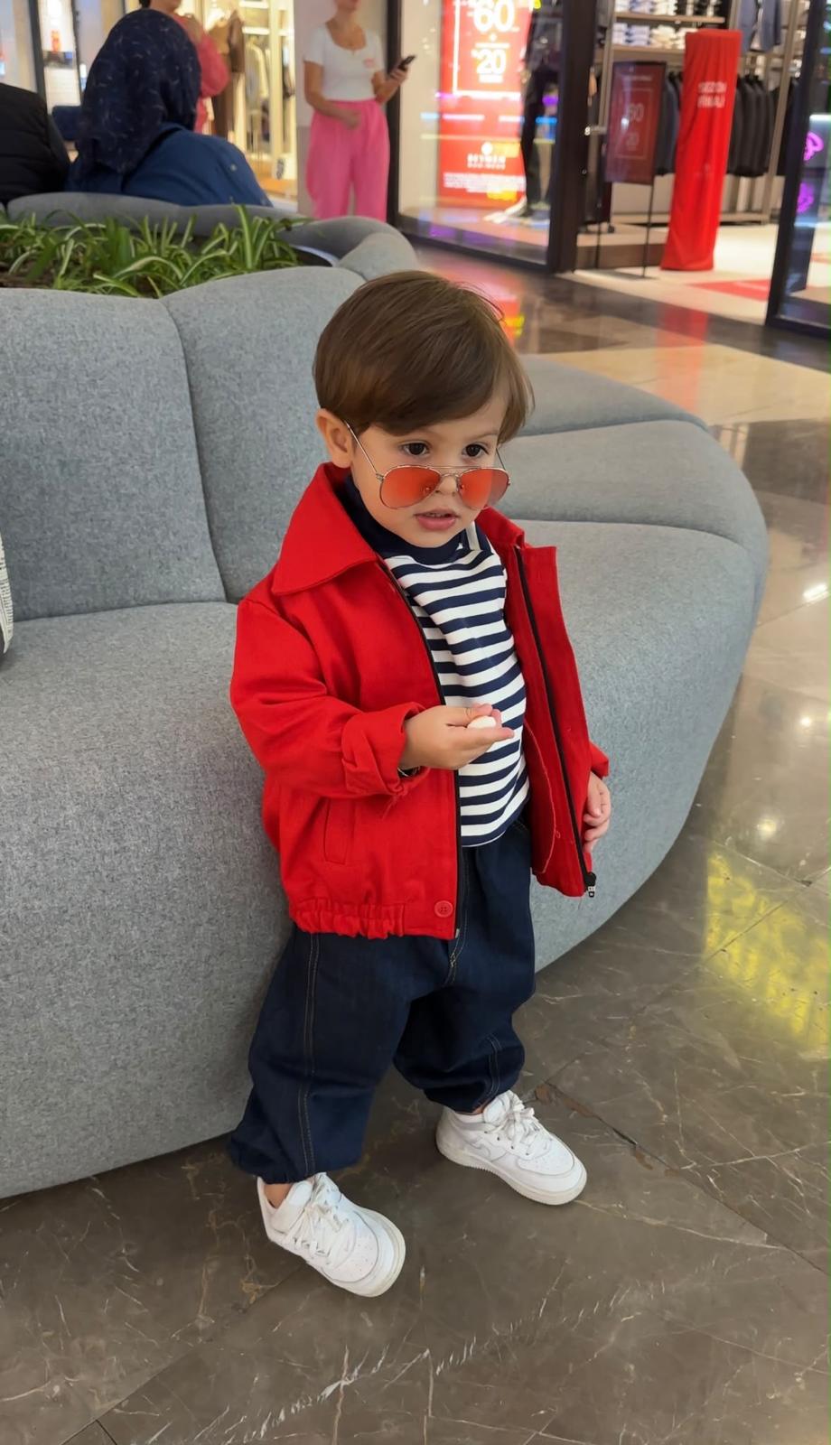 Erkek Çocuk Kırmızı Ceket, Pantolon ve Sweat Takım