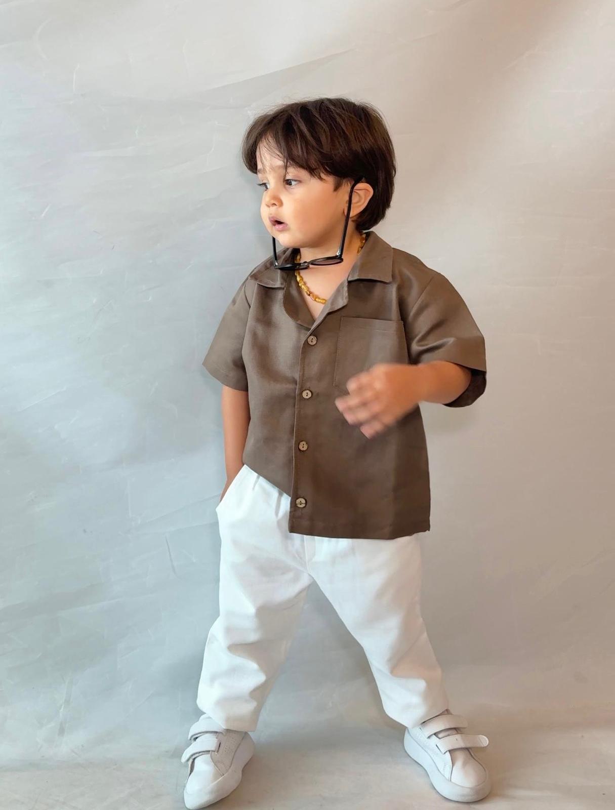 Erkek Çocuk Keten Gömlek ve Pantolon Takım