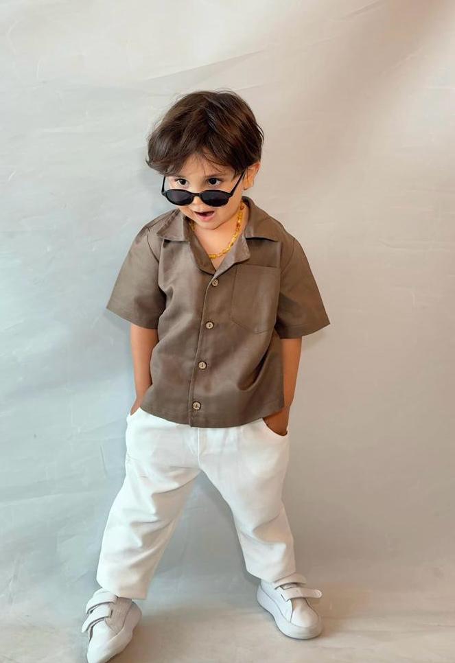 Erkek Çocuk Keten Gömlek ve Pantolon Takım
