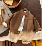 Erkek Çocuk Kahve Gabardin Ceket & Pantolon Takım