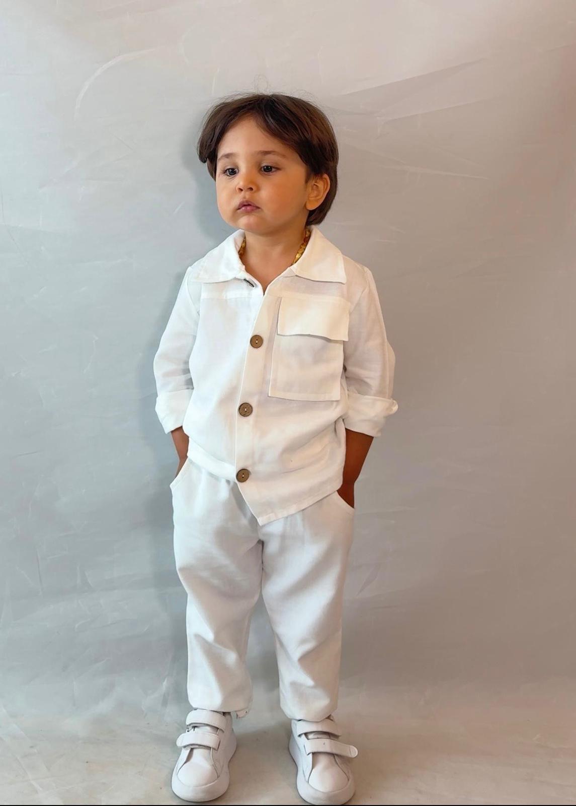 Unisex Beyaz Trench Takım