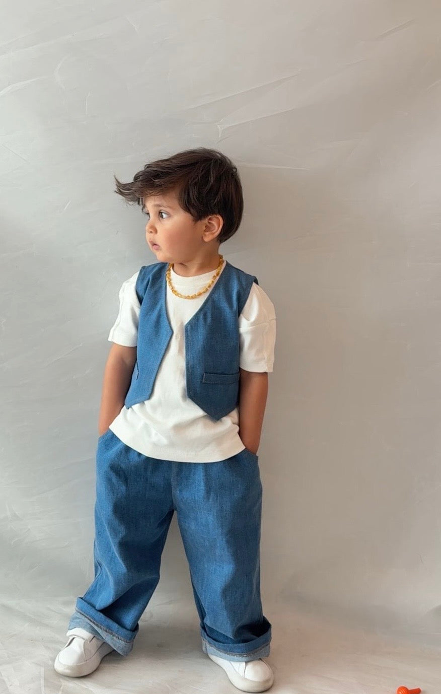 Unisex Kot Yelek ve Pantolon Takım