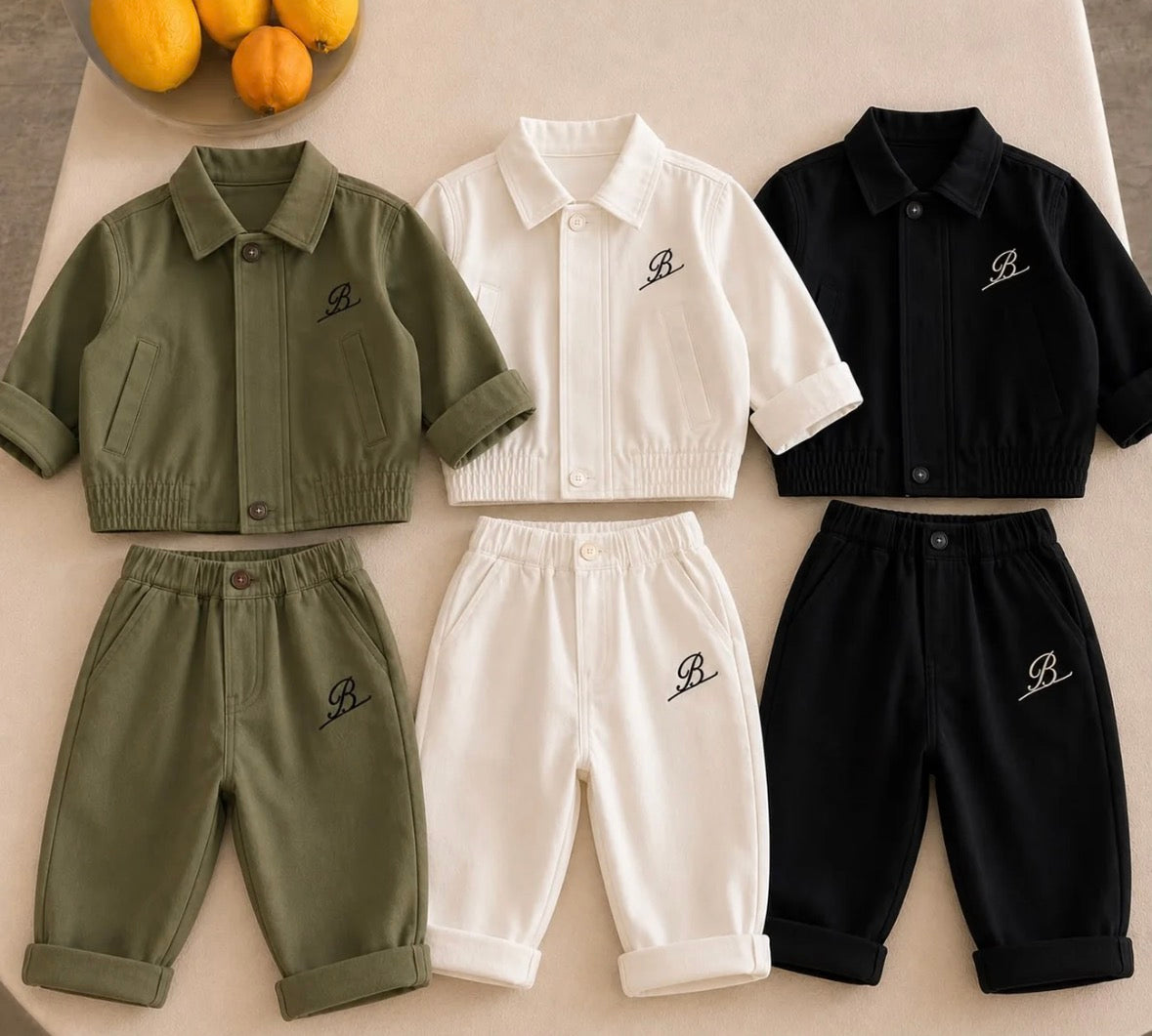 Bomber Ceket & Pantolon Takım (Haki-Beyaz-Yeşil)