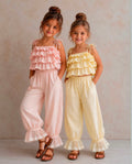 Kız Çocuk Pembe Fırfırlı Crop & Pantolon Takım