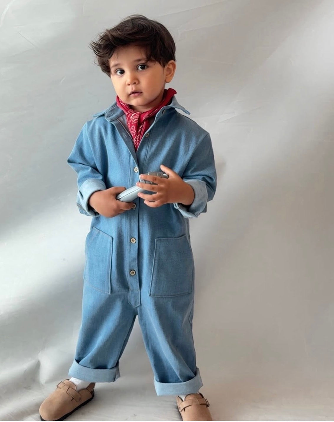 Unisex Çocuk Kot Tulum Bol Kalıp & Günlük Şık Çocuk Tulum