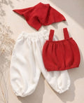 Kız Çocuk Kırmızı Müslin Takım (Bandana Hediyeli)