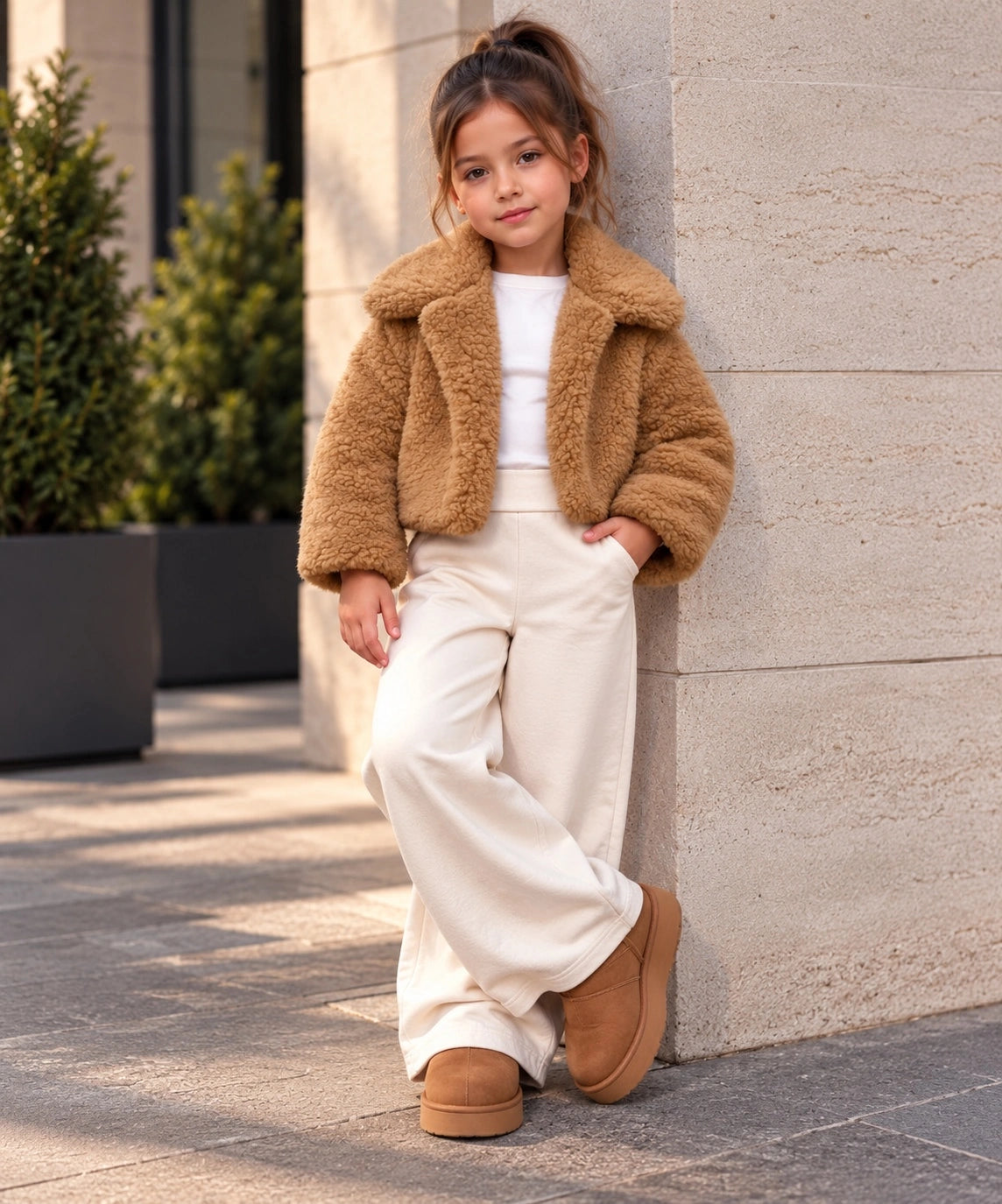 Kahve Peluş Ceket & Pantolon Takım
