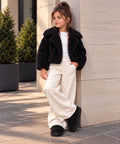 Siyah Peluş Ceket & Pantolon Takım