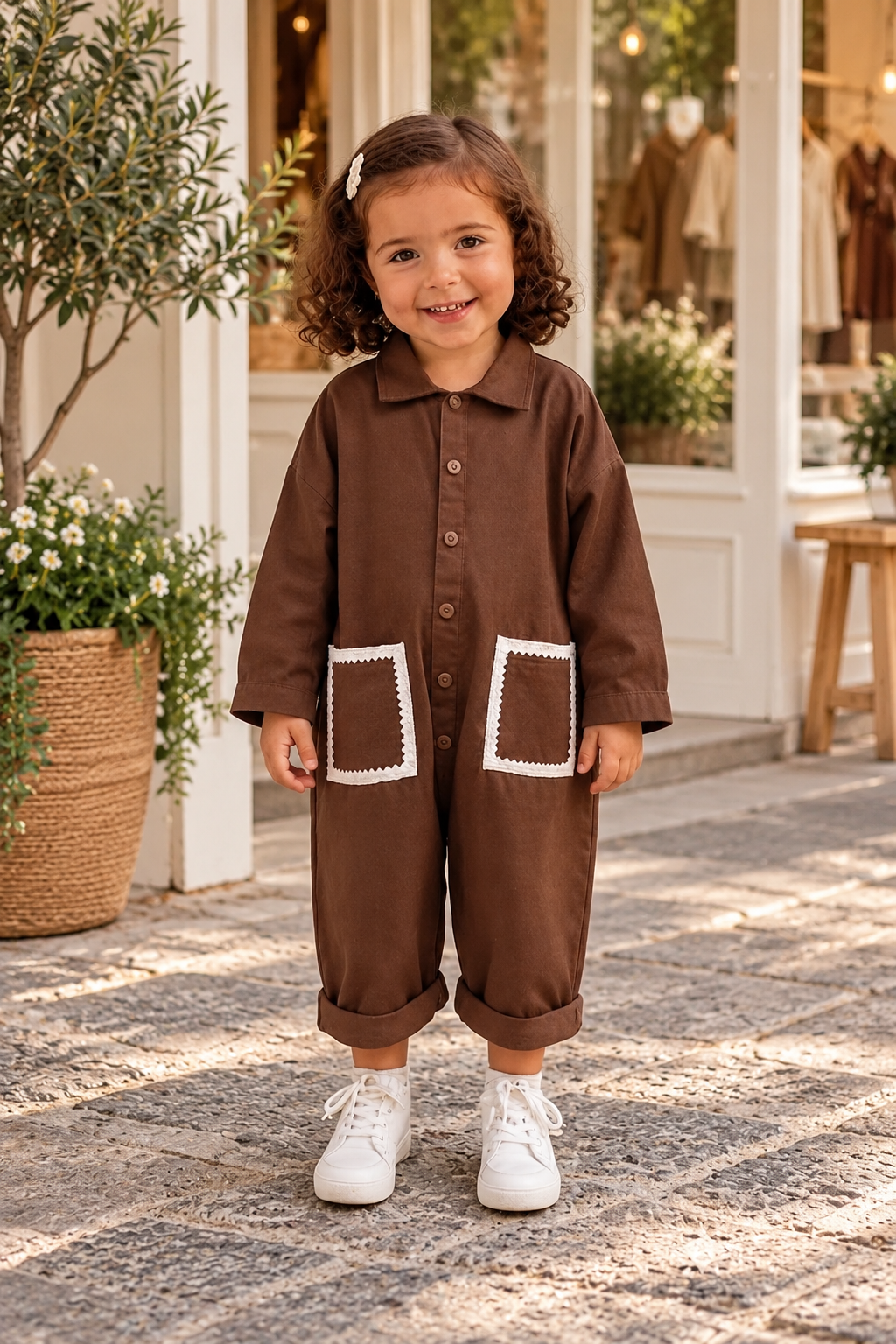 Kız Çocuk Pamuklu Gabardin Tulum