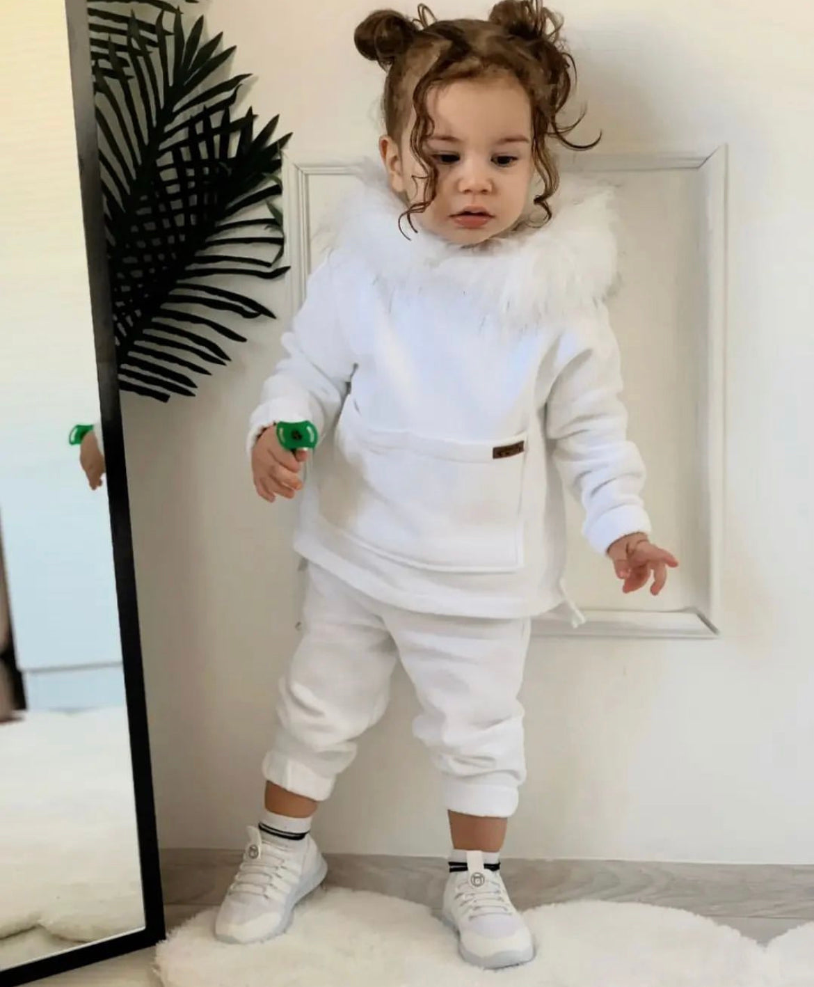 Kız Çocuk Kürk Yaka Şardonlu Eşofman Takım