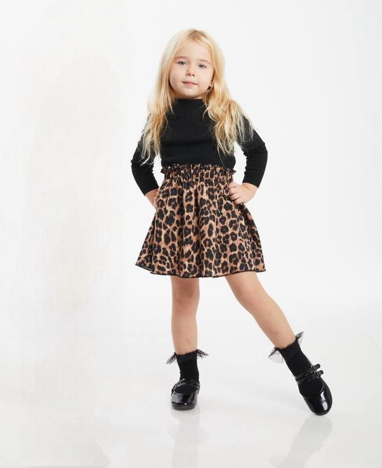 Leopar Desen Etek ve Bluz Takım